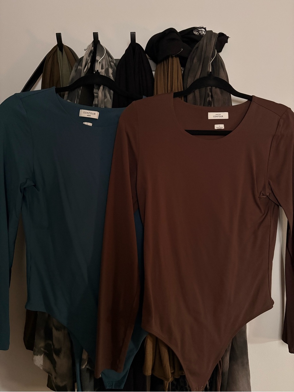 Aritzia Contour Long-Sleeve Scoop Neck Bodysuit - Teal & Brown